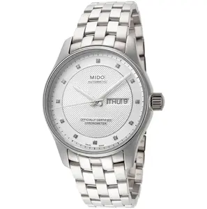 Men's Belluna Clou De Paris Automatic Watch, 40mm Round Stainless Steel Case and Bracelet, Silver Dial with Calendar, Sapphire Crystal, M0014311103692