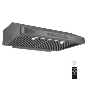 Awoco RH-UC7-30BLK-RT 30-in Under Cabinet Kitchen Hood, 7-in H Black Stainless Steel Large Home Appliance with Rectangular Top Vent, Appliances