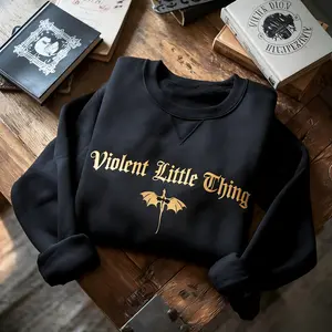 Women's Printed Dragon Pattern Sweatshirt - "Little Violent One" Crewneck Pullover, inspired by *Fourth Wing* and *Iron Flame*, in Basquiat purple, a gift for fans.