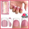 NOVO OVO French Tip Nail Tips Press on, Need Builder Gel Top Coat Nail Glue, Soft Gel Fake Nail Extension, Full Cover False Nails for Salon DIY【DOES NOT INCLUDE: LIGHT, GLUE, BUILDER GEL】#backtoschool