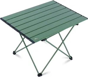 Ultralight Compact Camping Folding Table with Carry Bag (Green - L)