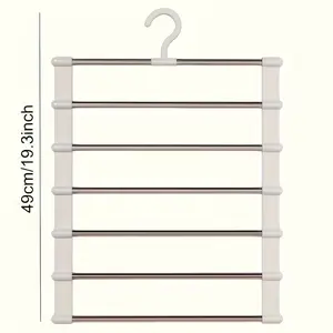 2pcs Foldable Multi-Layer Trouser Rack, Space-Saving Stainless Steel Non-Slip Wardrobe Organizer, Suitable for Home Storage And Retail Display, for Jeans, Trousers, Shirts, Towels, Scarves ( for Home, Dormitory, Apartment)