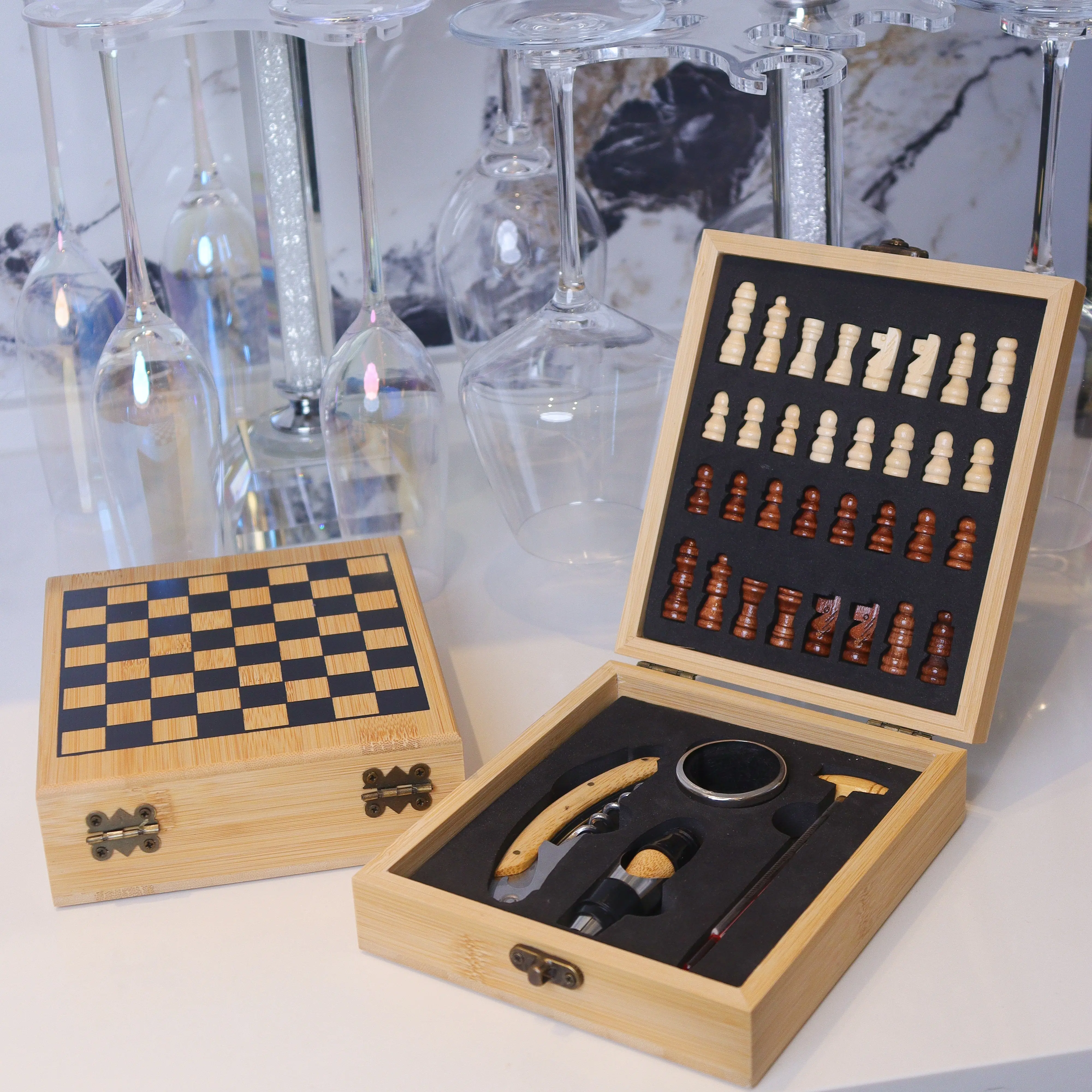Bamboo Chess Box with Hidden Openers