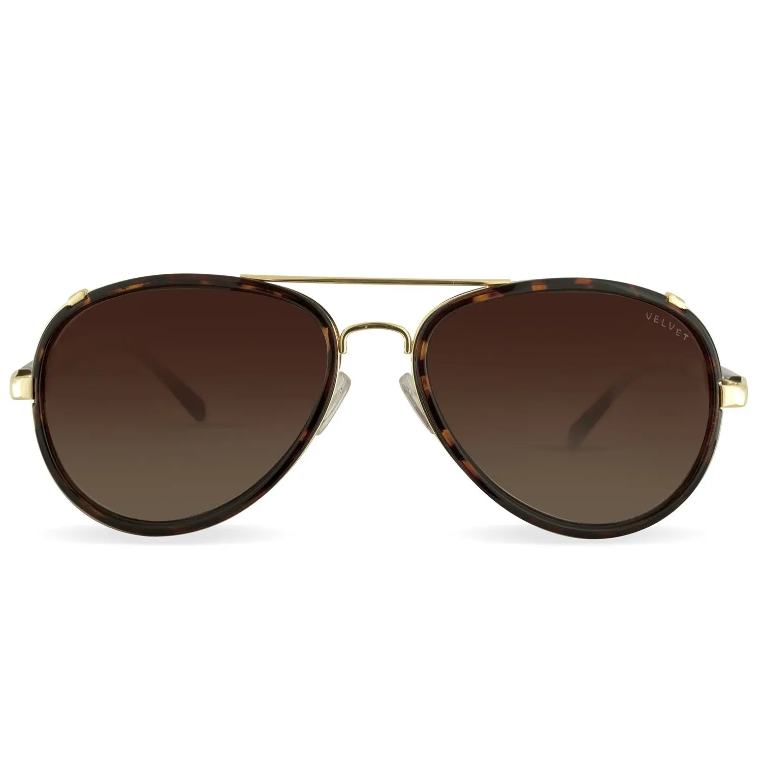 Velvet Eyewear Gloria Sunglasses V700DT01 Dark Tortoise & Gold Frames Brown Fade Lenses Medium Size 58mm UV Protection Classic Aviator Style Polarized Sunglass Frames