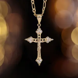 18K Gold Plated Cross Pendant - Exquisite Religious Jewelry Gift, Perfect for Spiritual Explorers