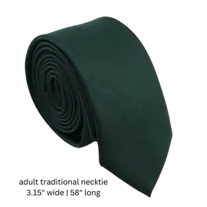 TIE MOOD Evergreen Dark Green Solid Necktie, Bow Tie & Pocket Square Collection