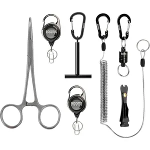 FF3 7 PCS Fly Fishing Tools Kit, Fishing Knot Tool, Line Clipper Retractor, Magnetic Net Release with Lanyard, Fly Fishing Tippet Spool Holder, Hook Remover Forceps