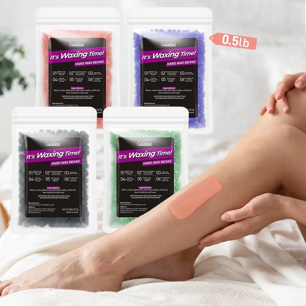 Hard Wax Beads for Full Body Hair Removal, 0.5lb/227g Solid Wax Beans for Face, Body, Brazilian, Bikini, Legs, Underarms, Skin-Friendly
