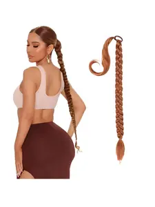 Women's Extra Long Straight Hair Wig, Synthetic Braided Ponytail Extension, All-Seasons Wearable, Perfect for Daily Use & Styling