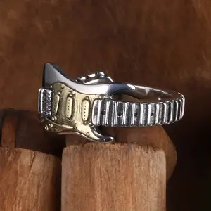 Punk Rock Guitar Ring for Men Women Jewelry Gift