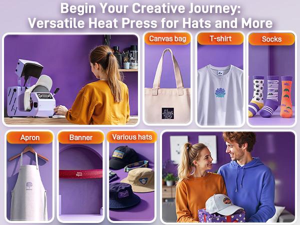 Auto Hat Heat Press Machine, Automatic Open/Release, 4 Memory Modes, Precise Temp/Timer Control, 6.54"x3.84"Curved Heat Plate, Hat Stretcher, for Caps, Sublimation, Vinyl, Heat Transfer