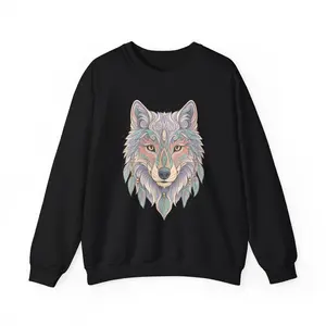 Tribal Wolf Spirit Crewneck Sweatshirt – Wild & Loyal Guardian, Unisex Cozy Sweatshirt, Nature Inspired Apparel
