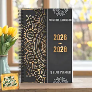 1pc 5.5x8.3inch All-in-One Compact Homeschool Spiral Bound Planner (2026-2028) with Monthly Layouts, Task Lists & Holiday Pages. Ideal for office, home & school use. The perfect organizational gift for professionals, students & teachers