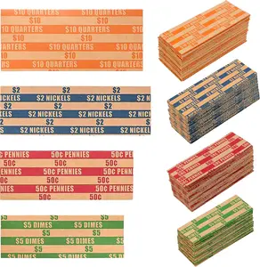 Flat Striped Coin Wrappers 300 Assorted 75 of Each Pennies Nickels Dimes and Quarters