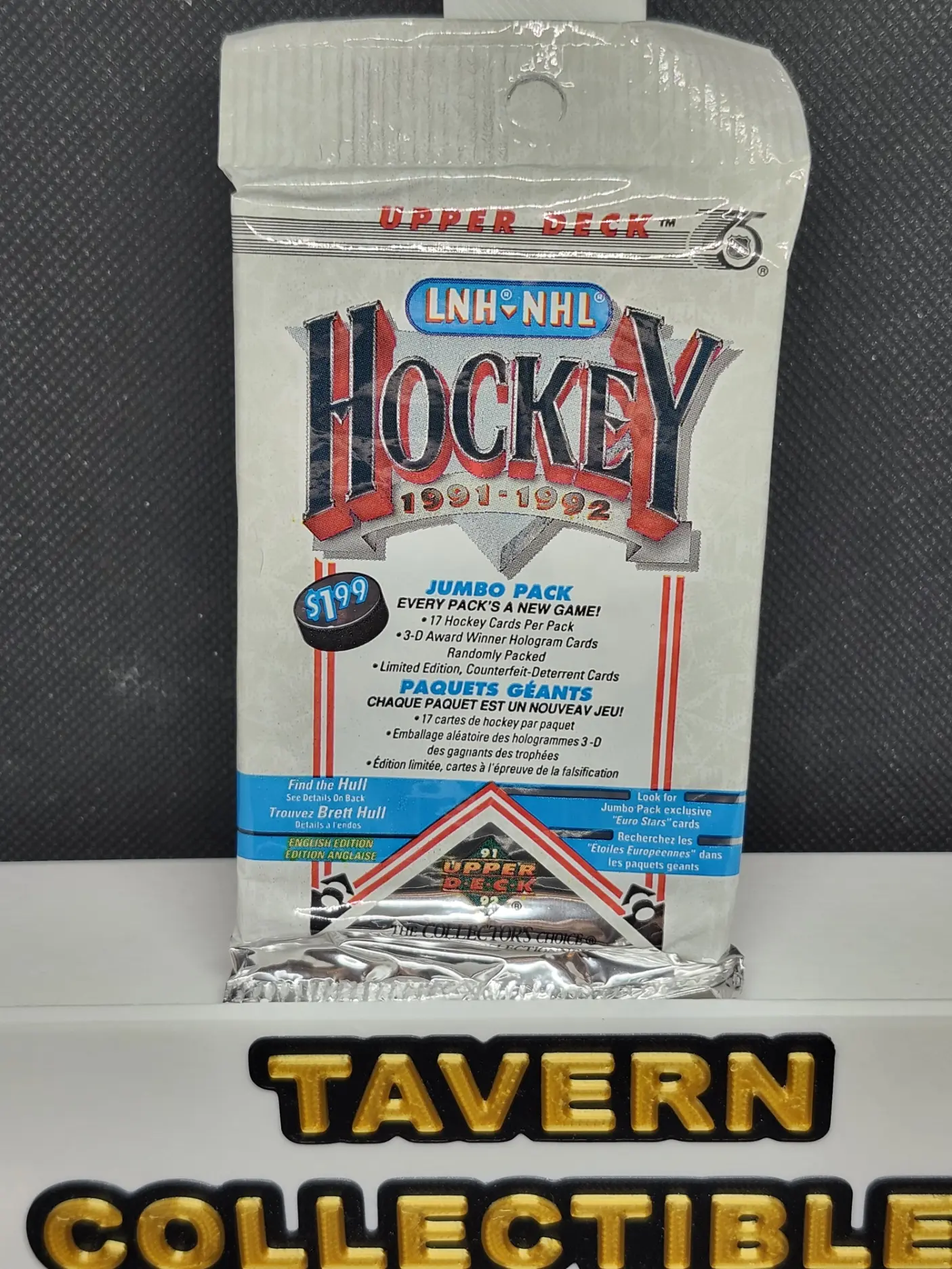 1991-1992 Upper Deck NHL Hockey Factory-Sealed Jumbo Trading Card Pack, Sports Collectible Card Pack