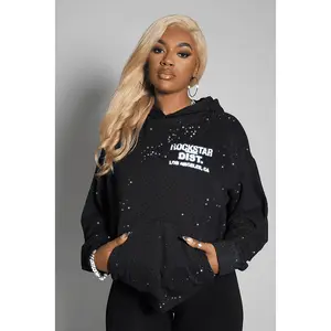 Dalasia Black Rhinestone Hoodie