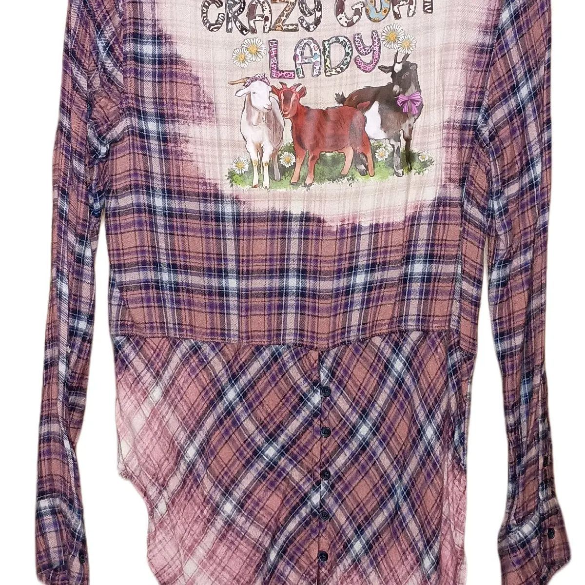 Crazy Goat Lady Flannel plaid shirt Women's