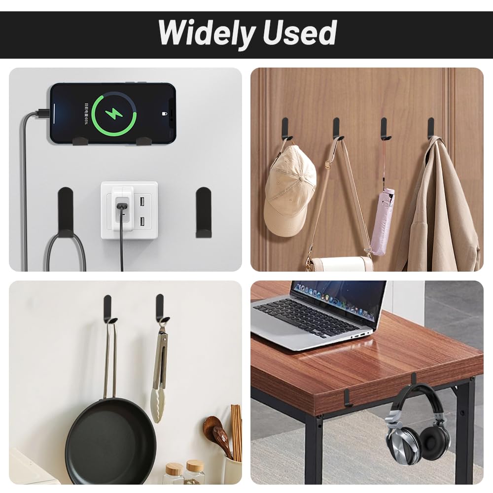 J-Shaped Coat Hooks Metal Wall Mounted Hook Hanger for Coat Hat Bag Purse Towel Black 5Pcs Rust-Proof & Corrosion-Resistant - Easy Installation - Heavy-Duty Performance - Modern Craftsmanship - Multi-Purpose Functionality - Organiser Hangable door