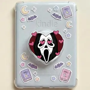 Heart Eyes Spooky Mask Kindleholder – Lovestruck Ghost Face Acrylic Grip, Cute Horror Magneticphonegrips, Adorable Gift for Romance Readers