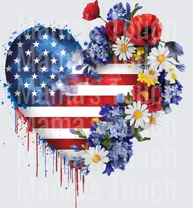 Patriotic Flag Floral Heart