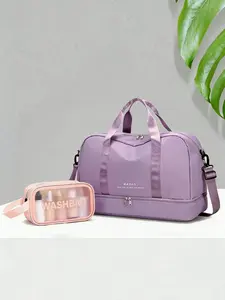 Generous and foldable daily leisure travel bag, stylish texture letter crossbody bag, niche design with large capacity and simple toiletry bag tote bag, suitable for travel, fitness, sports, yoga, daily outings