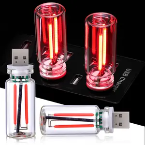 [Wholesale] 2PCS Touch Control Mini USB Light for Car, Mini Automotive LED Interior Ambient Lighting, Decorative Lights, Car Interior Atmosphere Lights, Universal USB Lights for Auto, Bedrooms, Parties (Red)
