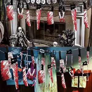 2/1 SETS-Halloween Party Decor Bloody Banner Set, Horror Thriller Wreath Decoration, Ideal for Horror Movie Theme Birthday Carnival Props