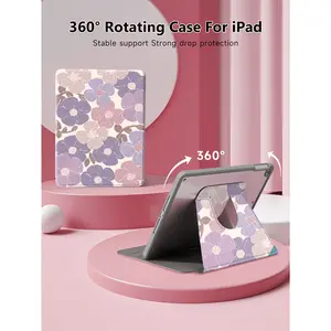Flowers  Rotating Case Compatible With IPad 9th Generation (2021) / 8th Generation (2020) / 7th Gen (2019) 10.2 Inch - 360 Degree Rotating Stand Cover With Pencil Holder, Auto Wake Sleep