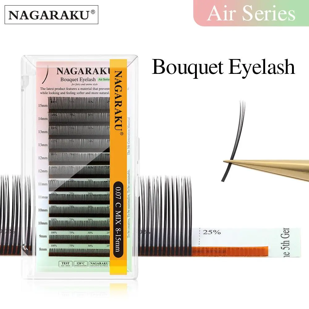 NAGARAKU 5D Bouquet Lashes Flora Natural Eyelash Extensions Hybrid Volume Premade Fans Autofan Spike False Beauty Makeup 2026 New
