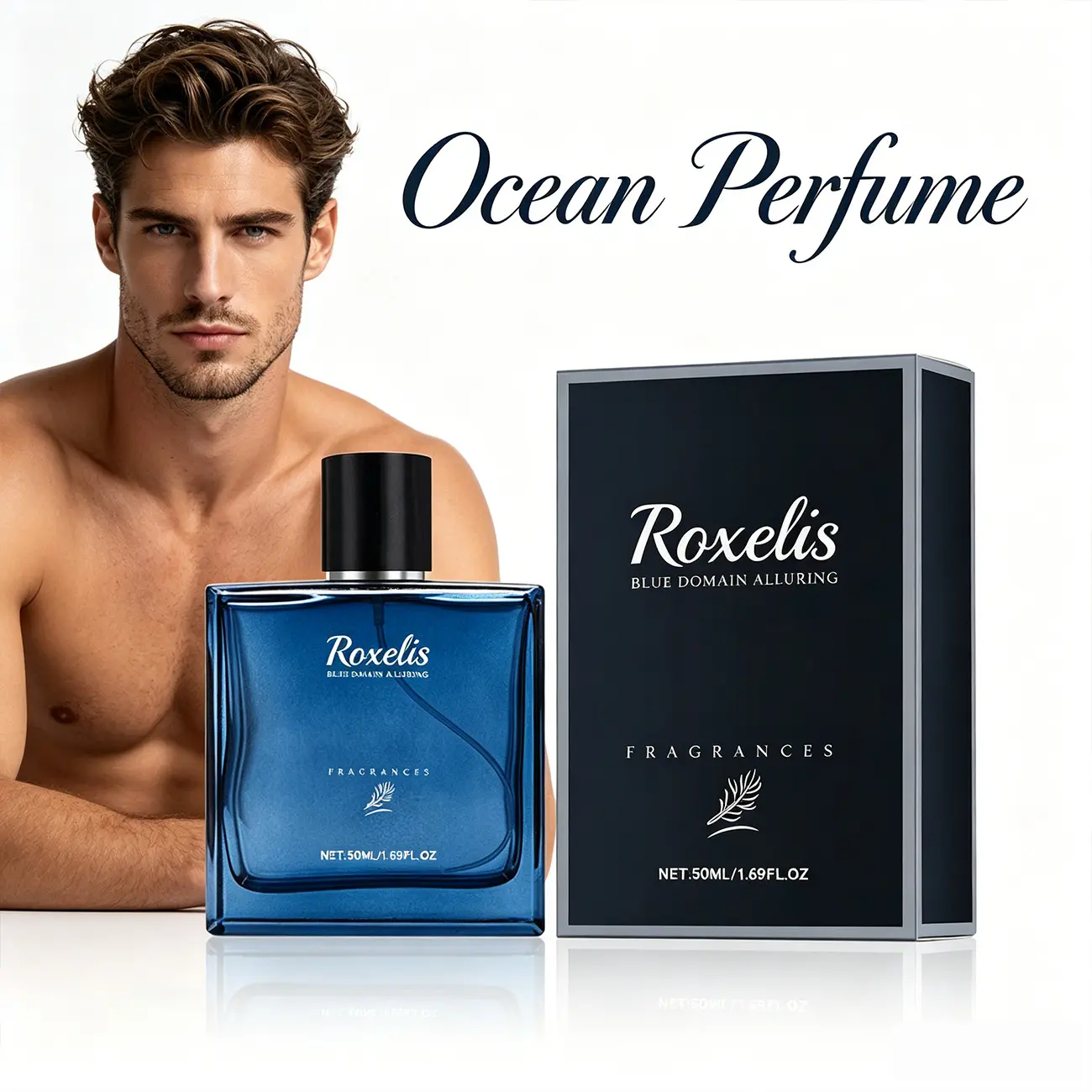 Men’s perfume, men’s eau de cologne, men’s ocean fragrance, 50 ml, eau de cologne, light scent with long-lasting fragrance that enhances a man’s charm, eau de cologne for romantic date atmosphere