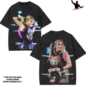 Alexa Bliss - WWE4U Edition Double Printed Oversize Lightweight Acid Washed Tee Vintage WWE4U Fans TV Series Graphic Design Top Cotton Wrestling Streetwear T-Shirt Clothes Menswear Womenswear. 6S3