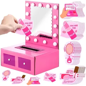 Valentine's Day Gift DIY Valentines Mailbox Valentine Cards Animal Fun Craft Treat Box with 32 Greeting Cards,Valentines Mini Envelope Box for Students Teacher,School Party Gift,Galentine's Day Birthday Holiday Wedding Party Favor, Classroom Gift Exchange