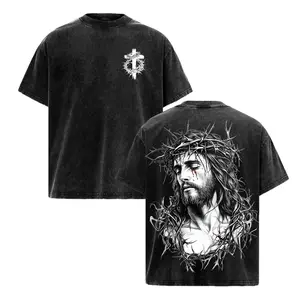 Tears of Blood – Christ’s Love in Pain - Jesus Crown of Thorns Tee Washed God Apparel Tee, Easter T-Shirt, Jesus T-Shirt, Easter Streetwear, Christian Apparel Graphic Tees, Gym Pump Cover Church Outfit