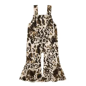 Kids Toddler Girl Country Cowgirl Outfit Cow Print Overalls Bell Bottom Jumpsuit Suspender Romper Pants Western Farm Baby Clothes