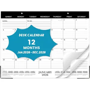 2026 Desk Calendar - JAN 2026 - DEC 2026, 12-Month Desk/Wall Calendar, 15" x 12", Thick Paper, Desk Calendar 2026 with Corner Protectors, Calendar with Ruled Blocks
