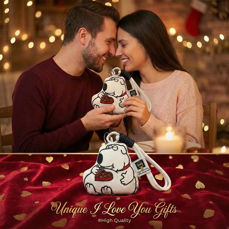 [2026 Upgraded] Perfect Valentine's Day Gift for the Chocolate Lover Funny Talking Brian Dog Keychain with Clearer Sound & Long-Lasting Battery, Cute Voice Recording Plush Keyring, Stress Relief Gag Gifts for White Elephant, Pet Lover Car Bag Decor