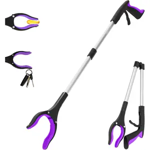 32” Reacher Grabber Tool with Strong Magnetic and Swivel Head - Heavy Duty Pick Up Stick for Seniors, Trash, Surgery Recovery Must Haves Gifts(Purple)