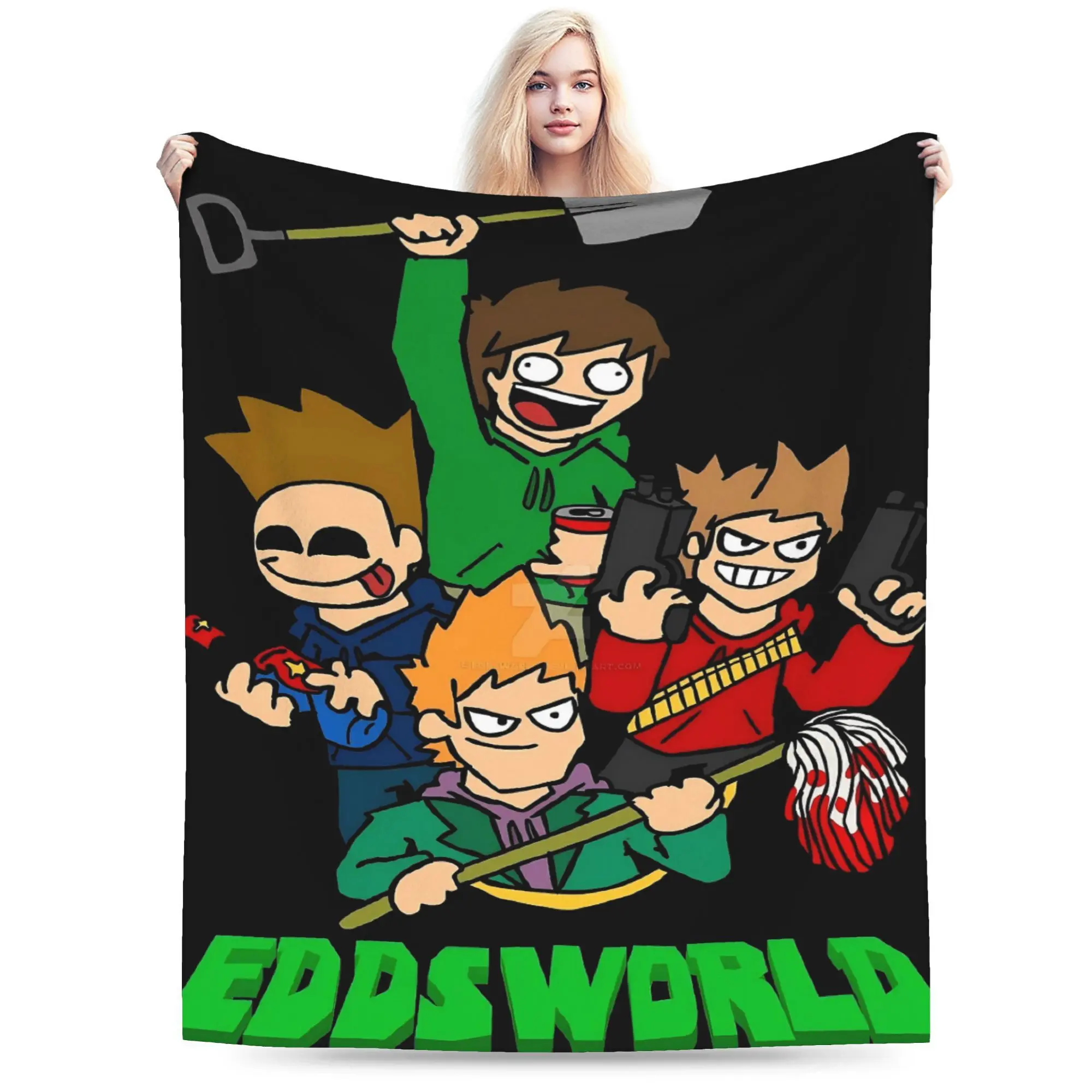 Eddsworld Theme Cartoon Printed Flannel Throw Blanket - All-Season Comfort, Suitable for Home & Office Use, 60x50 in Flannel Blanket Throw, Throw Blankets