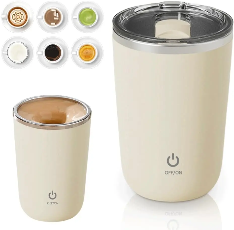 2026 New Automatic Magnetic Stirring Coffee Mug Portable Auto Stirring Cup for Travel Office Gift Off - white