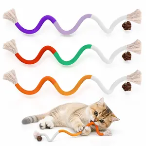 TxfnY Cat Toys Chew Ropes  with Refillable Natural Catnip, Safe Teeth Cleaning Toy for Indoor Kittens, Interactive Cat Nip Kitty Toys for All Breeds