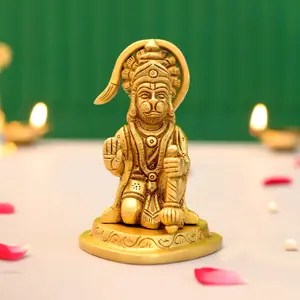 Brass Hanuman Ji Statue | Sacred Hindu Sculpture for Home, Office, or Temple | Invoke Strength & Protection | Perfect Housewarming Gift