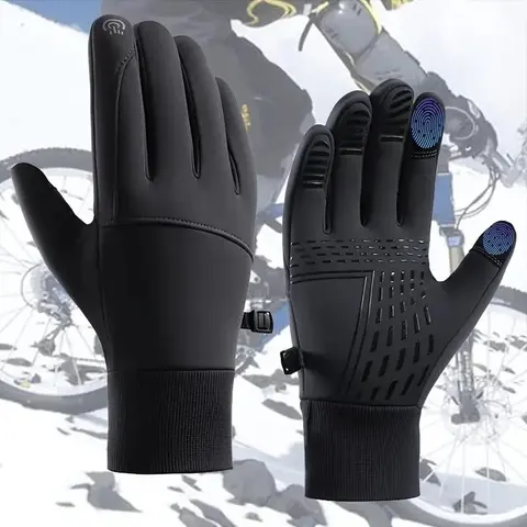 Unisex Biker Style Sports Gloves - Adjustable Harness, Breathable, Water-Resistant, Snowproof, Warm Winter Grip, Perspiration-Wicking, Smudge-Proof, Touchscreen-Compatible, Outdoor Safe for Cycling, Driving