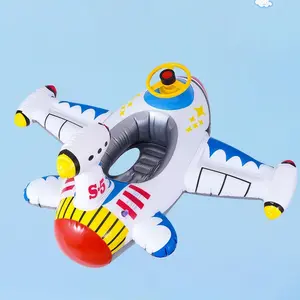 Airplane Shaped Inflatable Pool Float, Realistic Airplane Appearance, Interactive Steering Wheel Design, Thickened PVC, Fun Summer Water Play