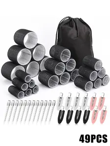 49-Piece Air Bangs Curling Iron Set, Lazy Hair Roller Kit, Nylon Hair Clips for Short Hair, Root Lifting & Styling Tools, Curling Hair Rollers