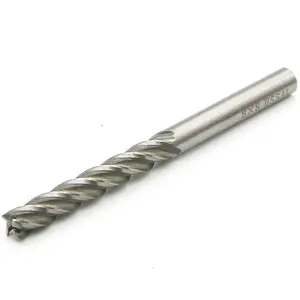 5/16" HSS End Mill 8mm  Dia 8MM Shank Dia Extra Long Straight Shank End Mill Bit, 4 Flute High Speed Steel Milling  for , Steel, , Titanium, , Total length 100mm