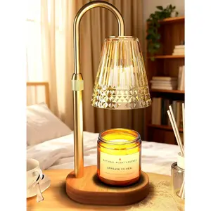 Candle Warmer Lamp with Timer, Dimmable Candle Lamp Warmer,, for Mom, Vintage Home for Scented Jar - Golden