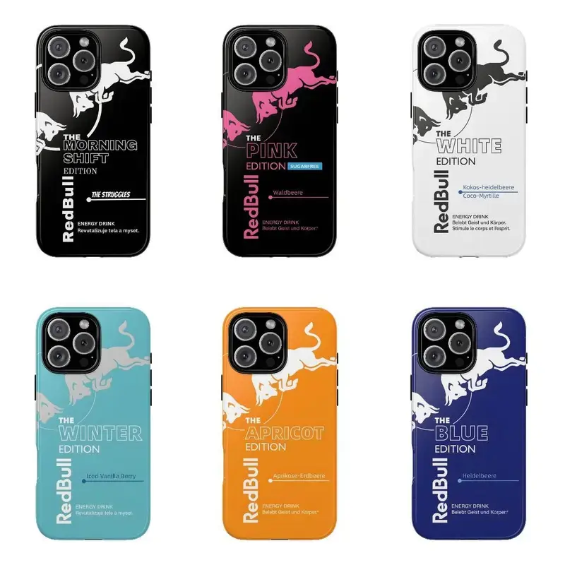 RedBull Energy Drink Minimalist Logo Graphic Phone Case - Shock-Resistance Casing, Protective Cover, Accessories for iPhone 7-17 Pro Max Devices