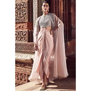 Iconic bush tulip dhoti cape and skirt set