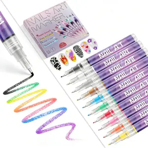 Holiday haul-New Year's gift!12 Color Nail Doodle Pen for DIY Nail Art Quick Drying Acrylic Painting and 3D Dot Embroidery mma acrylic nail - On Nails Quick Drying Dot Stitching Nail Art Pen for Home and Salon, Nail Care Cutics Manicure Polish Cosmetic!