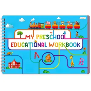 Handwriting Practice Book, 40 Pages Dry Erase Preschool Workbook Montessori Learning Toy Educational Tool for Alphabet/Numbers/Colors/Shapes/Line Tracing - for Toddlers, Kids 3-5 Years Old